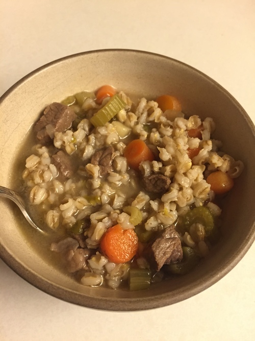 Mom's beef + barley stew