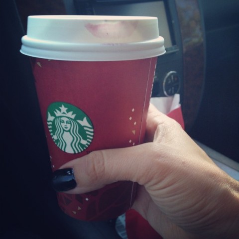 1:40pm: Starbucks run: double tall latte.