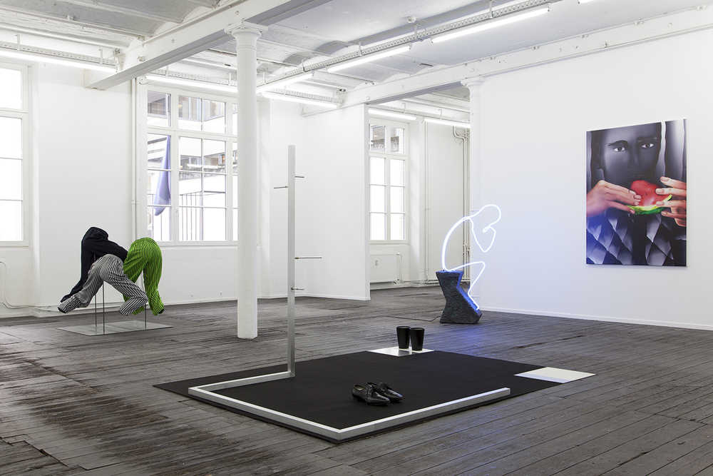 Installation view, A Perfect Lie, Galerie Jeanroch Dard, curated by Domenico de Chirico