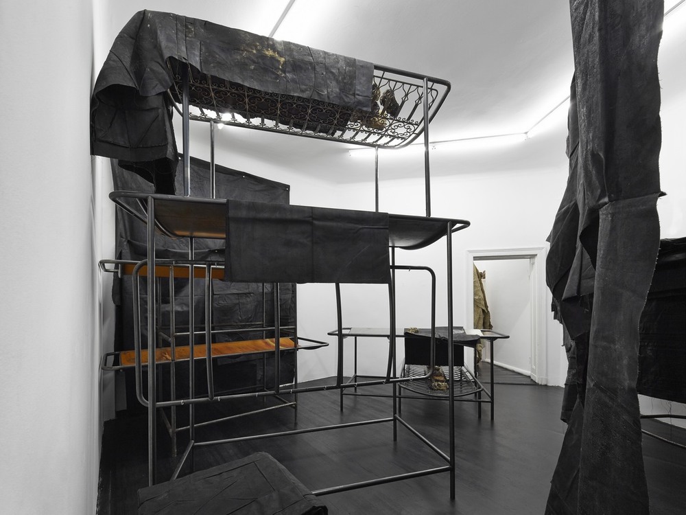 Installation view, Oscar Murillo, Land with lost olive trees, Isabella Bortolozzi