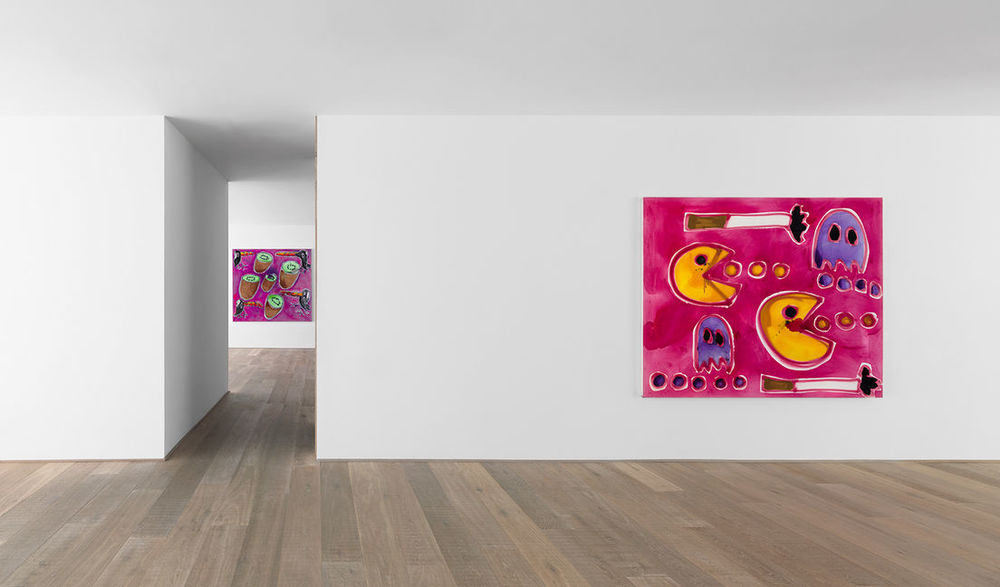 Installation view, Katherine Bernhardt, Product Recall: New Pattern Paintings, Xavier Hufkens