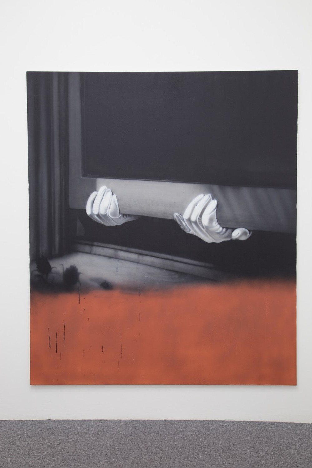 Sayre Gomez, Thief Painting in Black and White and Red Oxide, 2015