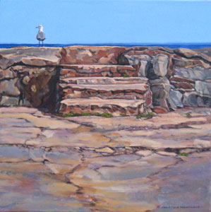 Seagull by the Steps. Gairloch Park, Oakville Painting copyright Christine Montague