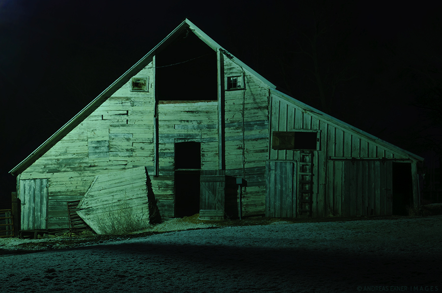 The old barn at night