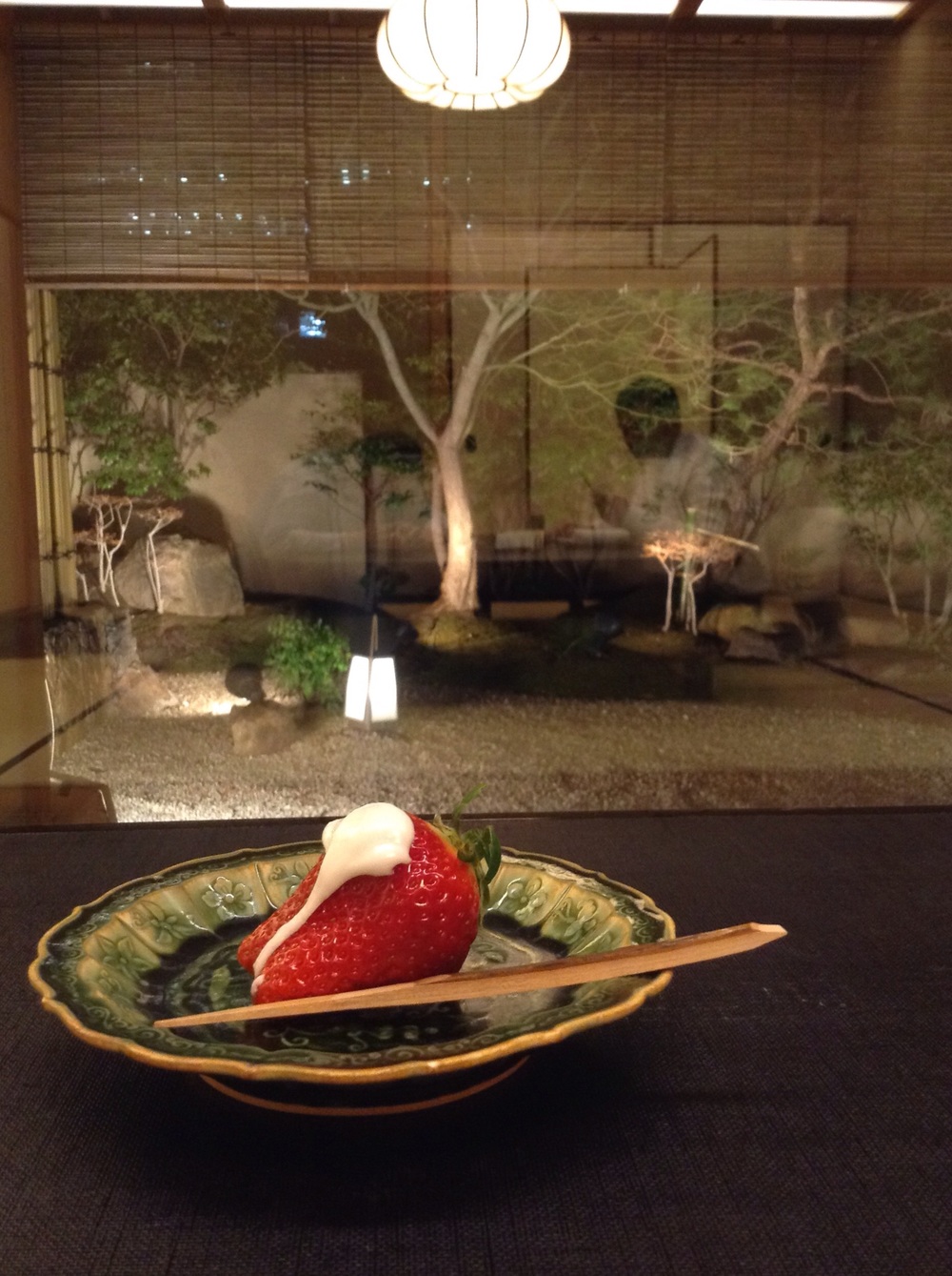  Our dessert last night and the view to the garden 