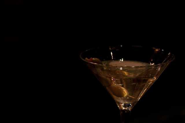 Martini, cocktail, drink, alcohol, sophisticated, James Bond, shaken-not-stirred, party, olive, gin, Vermouth, low-key, dark