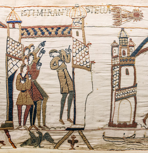 Halley's Comet blazing a trail across the Bayeux Tapestry (image courtesy of Wikimedia)