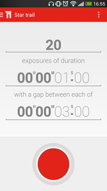 Choose your exposure time, number of exposures, and the interval between them