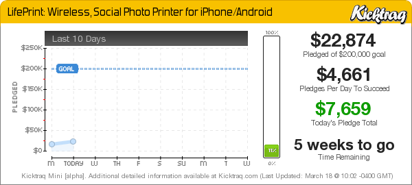 LifePrint: Wireless, Social Photo Printer for iPhone/Android -- Kicktraq Mini