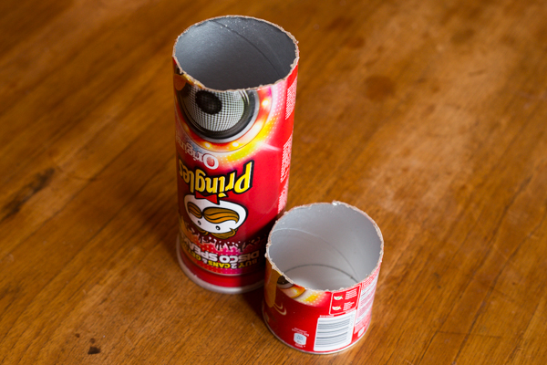 One Pringles can, two pieces