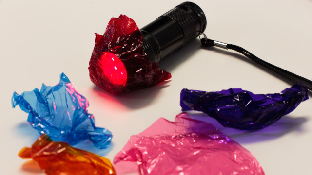 Sweetie wrappers will do in the absence of gels (image thanks to Triggertrap)