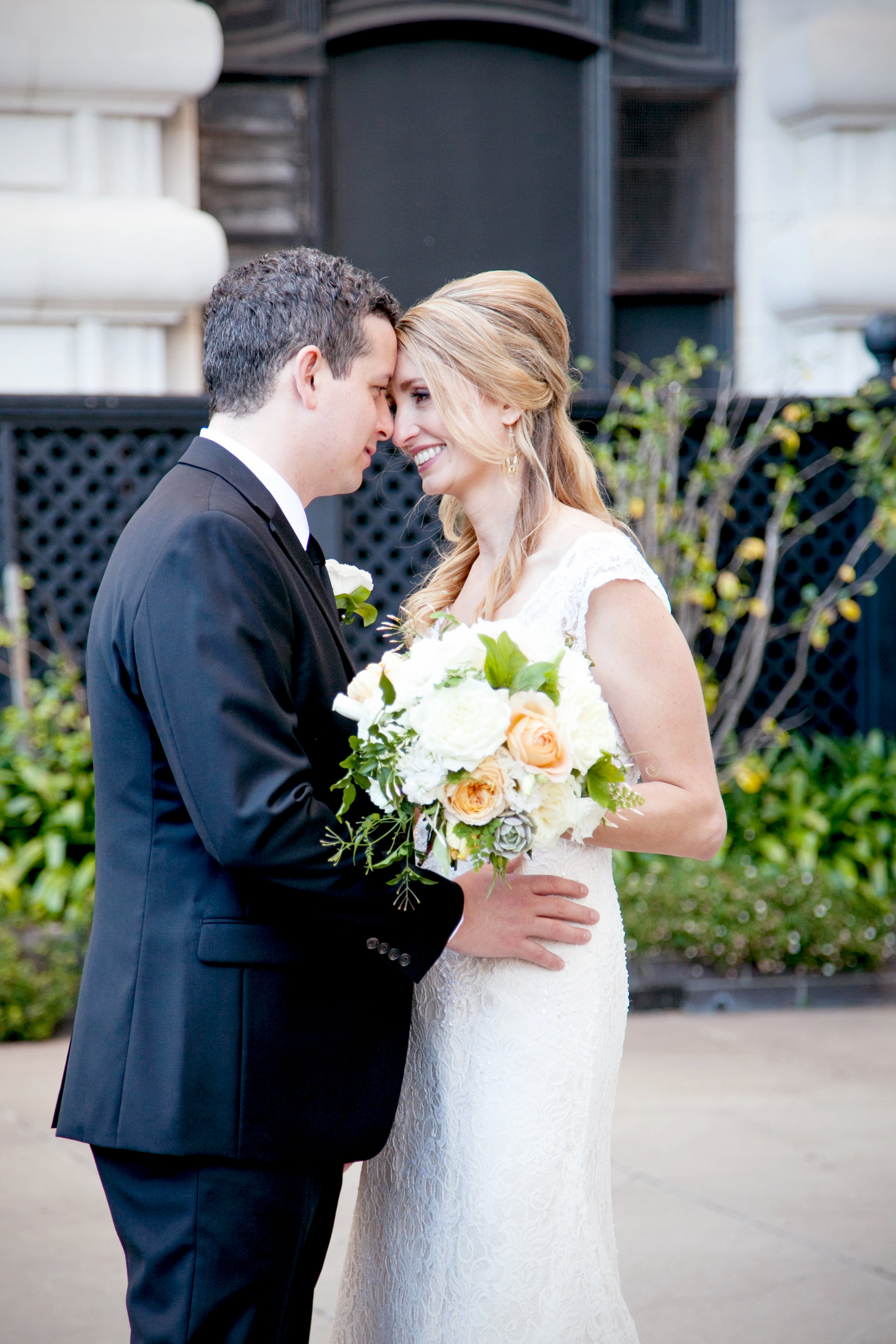 Classic Black and White Bride and Groom//Fairmont Hotel Wedding Bride and Groom San Francisco Meo Baaklini