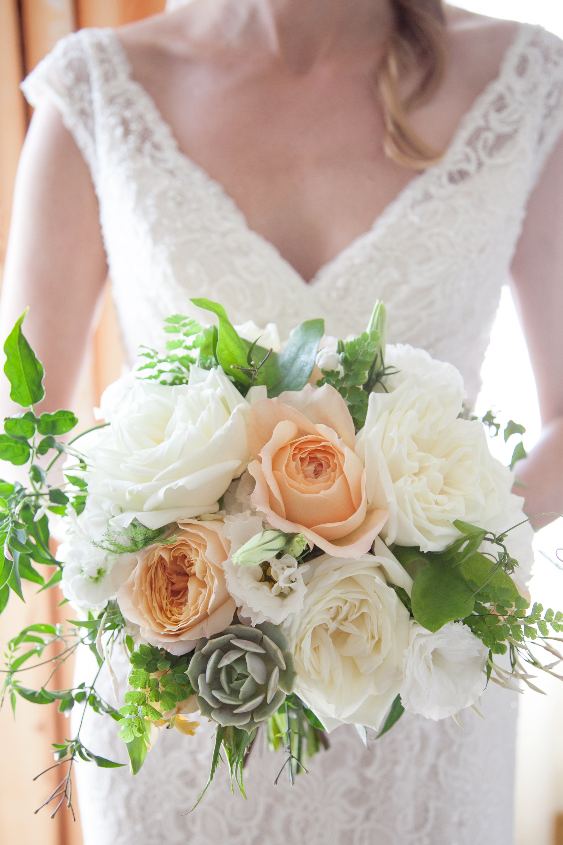 Peach, cream and succulent bridal bouquet wedding Meo Baaklini Photography