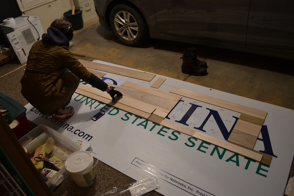 In addition to providing former Nebraska U.S. Senate candidate Dave Domina free advertising, we mapped out a replica of the backsplash to make the project easier to visualize. 