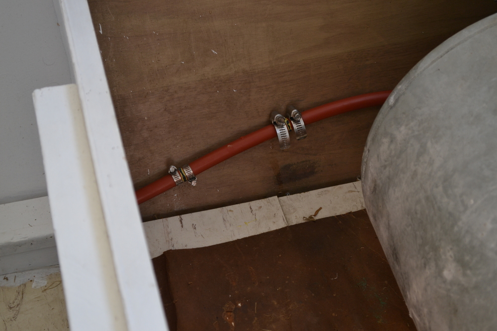 Our new PEX lines installed with hose clamps.