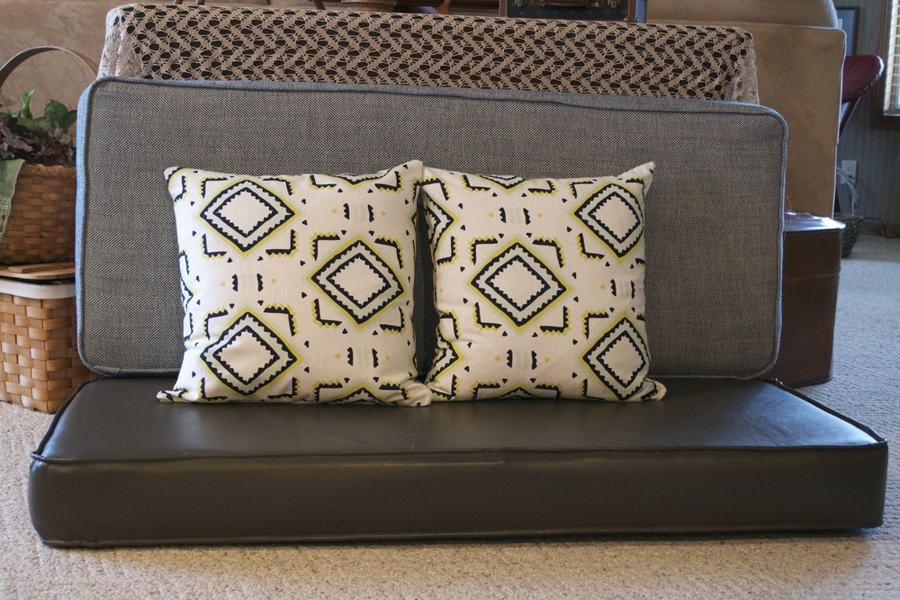 Pretty professional-grade stuff, right? The patterned pillows are the Nate Berkus fabric I was telling you about. 