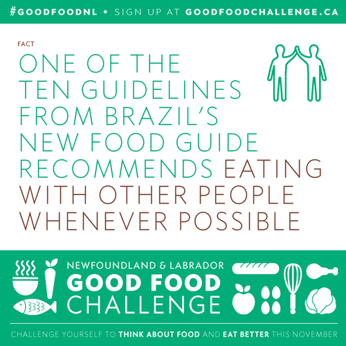 NL Good Food Challenge: One of the Ten Guidelines from Brazil's New Food Guide Recommends Eating With Other People Whenever Possible
