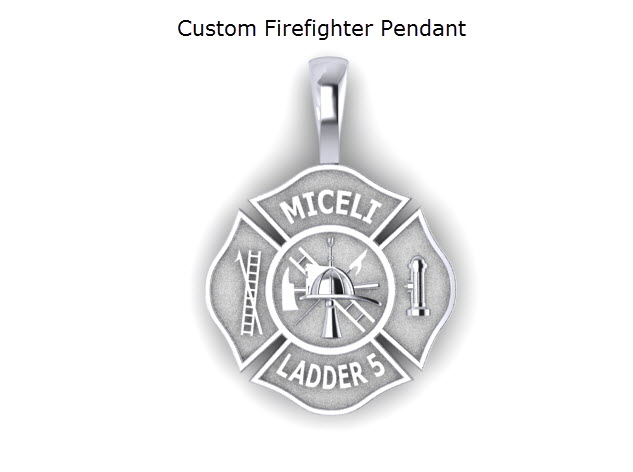 Helmet and Ladder Charm Fire Dept Necklace 10k Gold USA Firefighter Axe