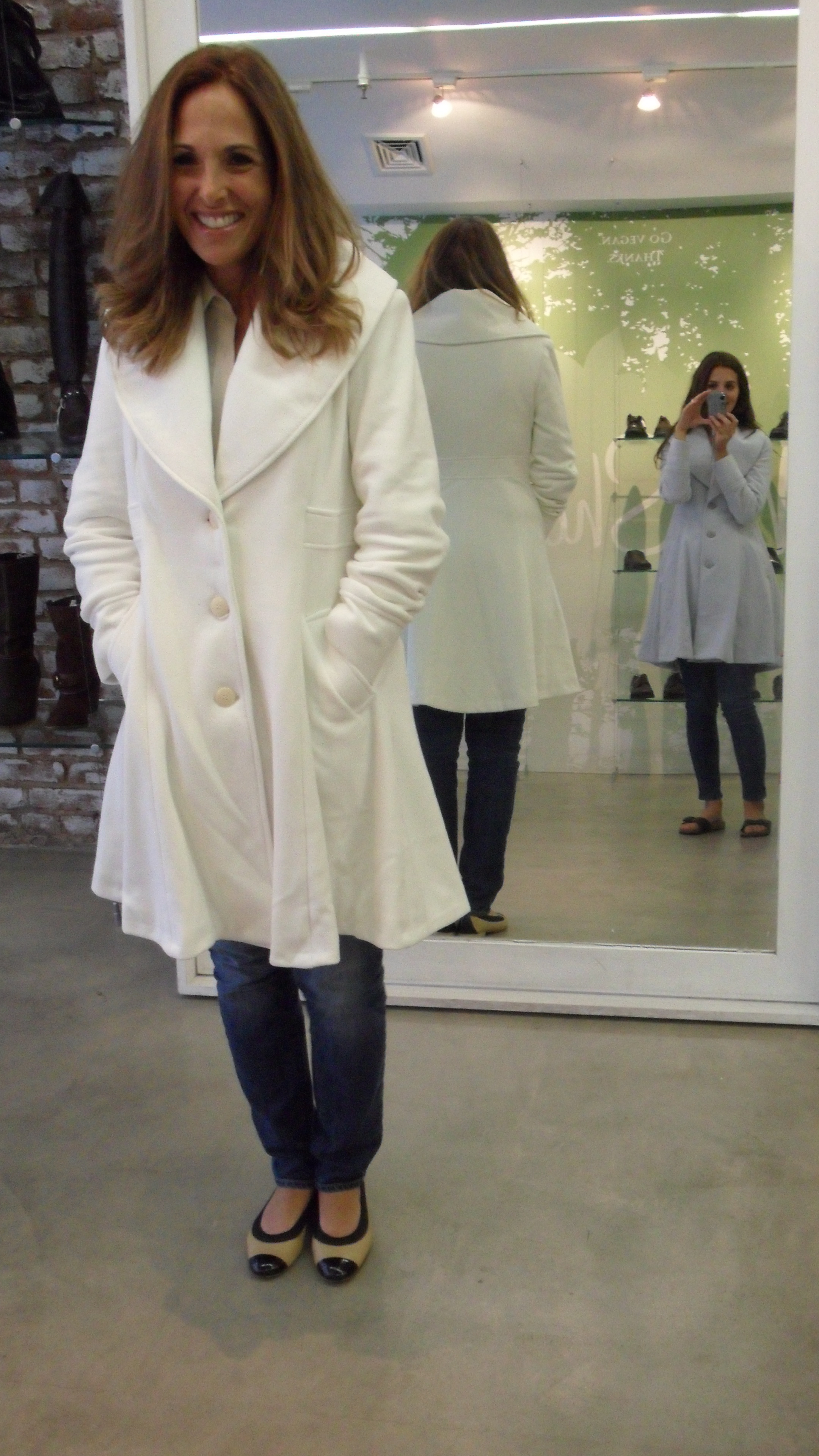 This white coat looked great on Aunt Bonnie and was perfect for jeans or a dress!