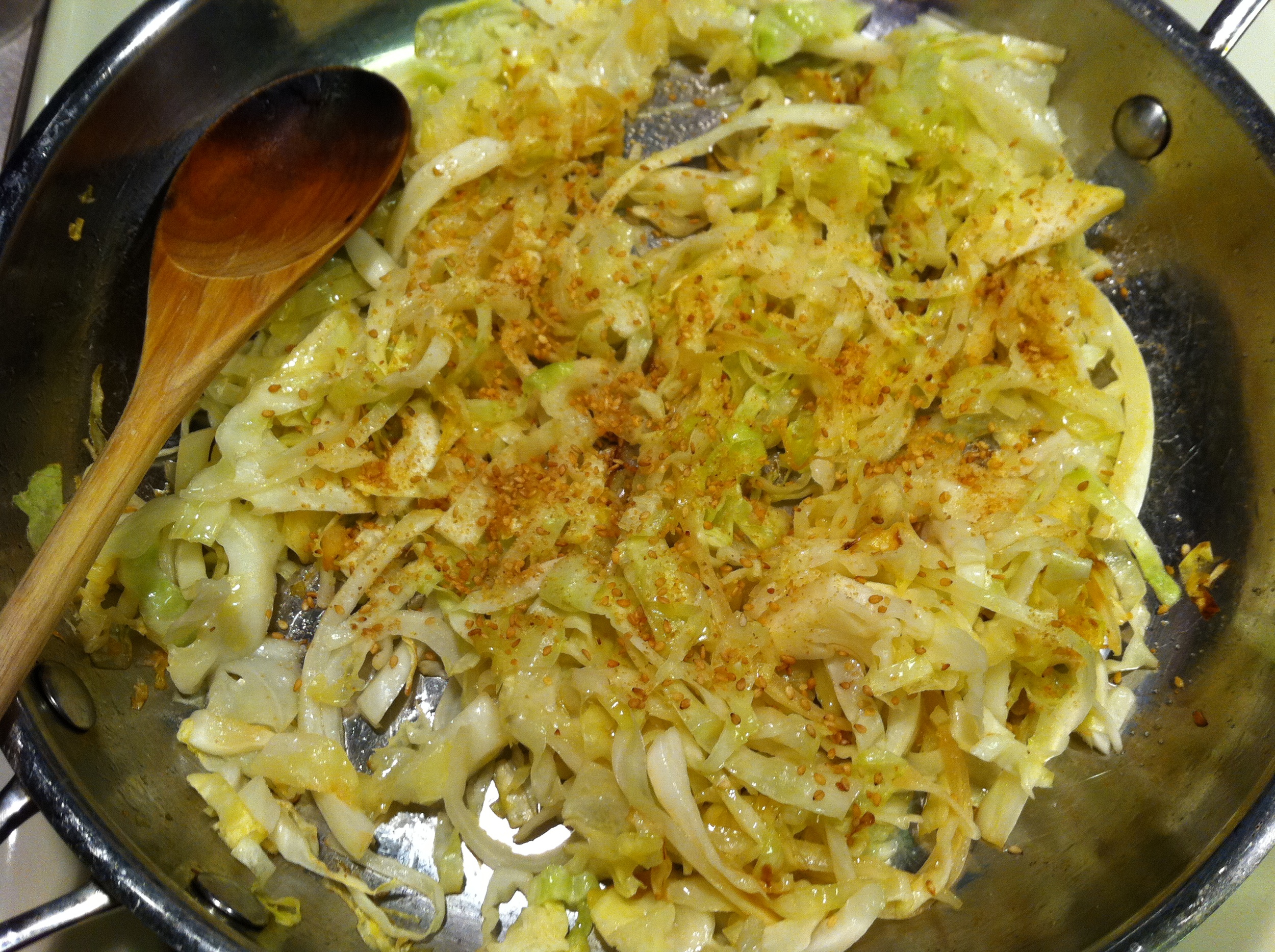 Sesame cabbage is easy and vegan.