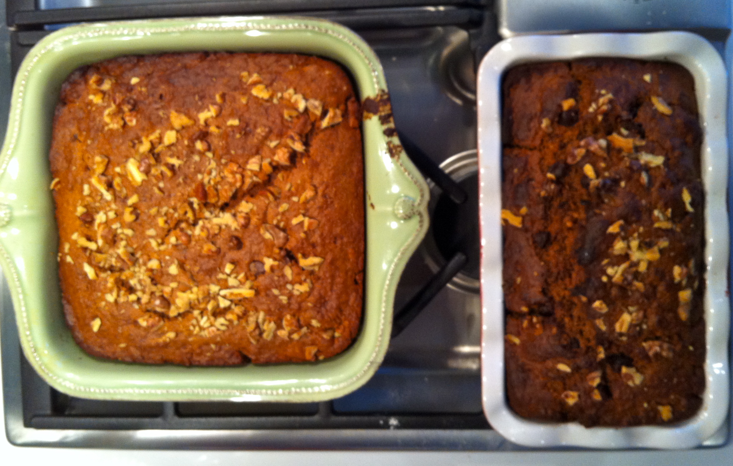 Here are both of my vegan banana breads and they smell delicious!