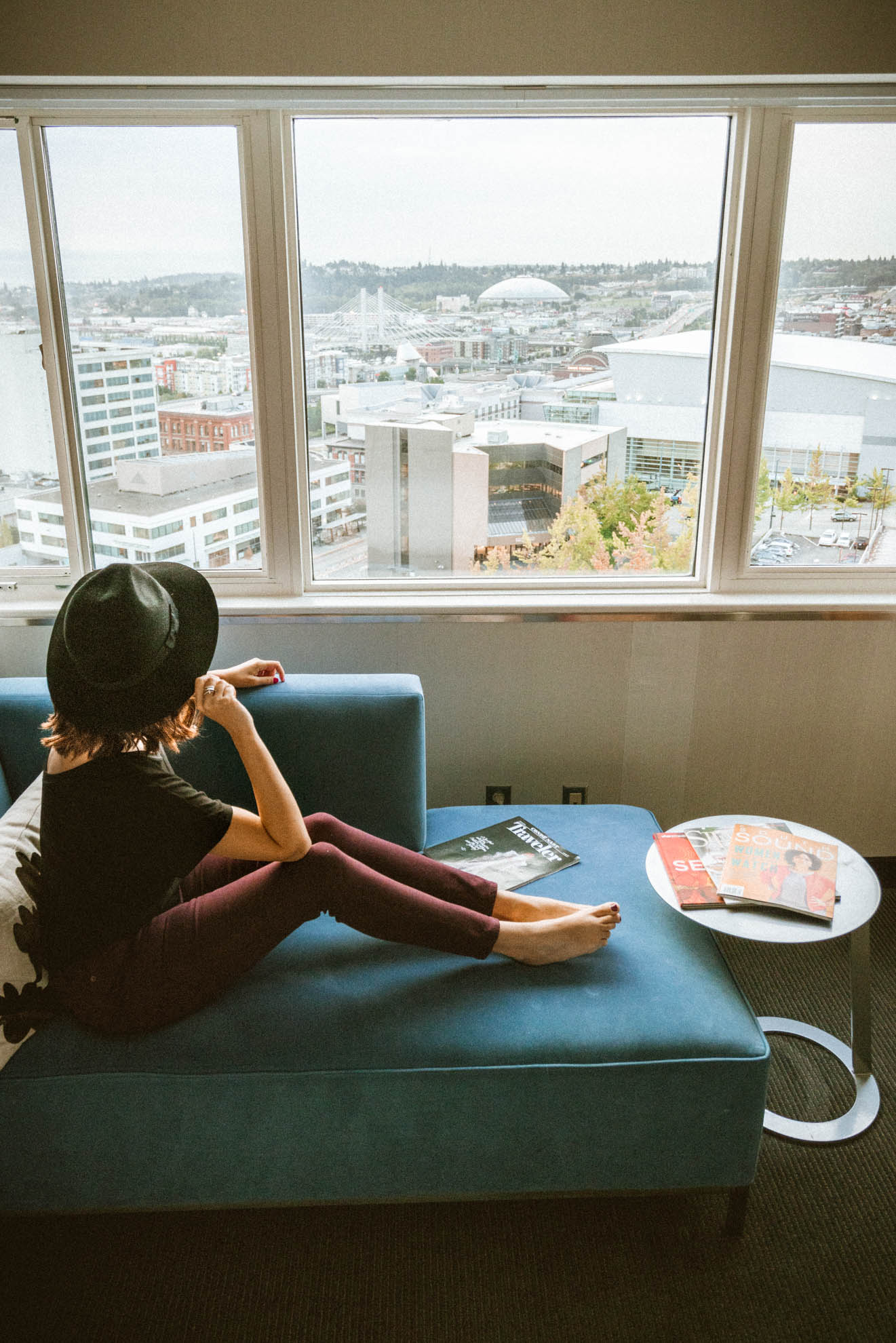 Hotel Murano offers beautiful views of Tacoma, Washington and Mount Rainier.