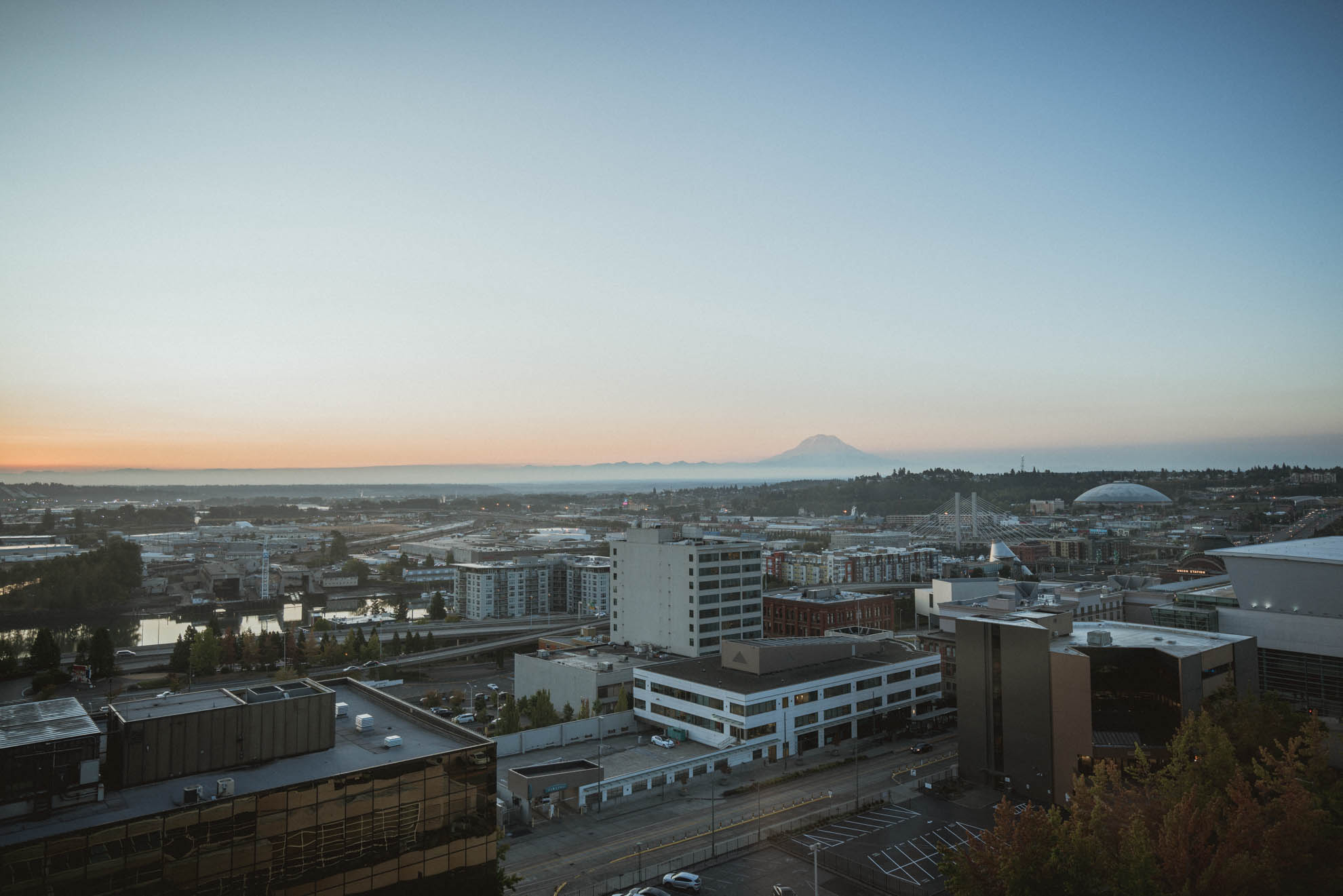 View of Tacoma, Washington and Mount Rainier