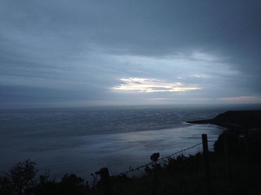The sea at dusk.  Photo taken from the cliffs on my most recent trip.