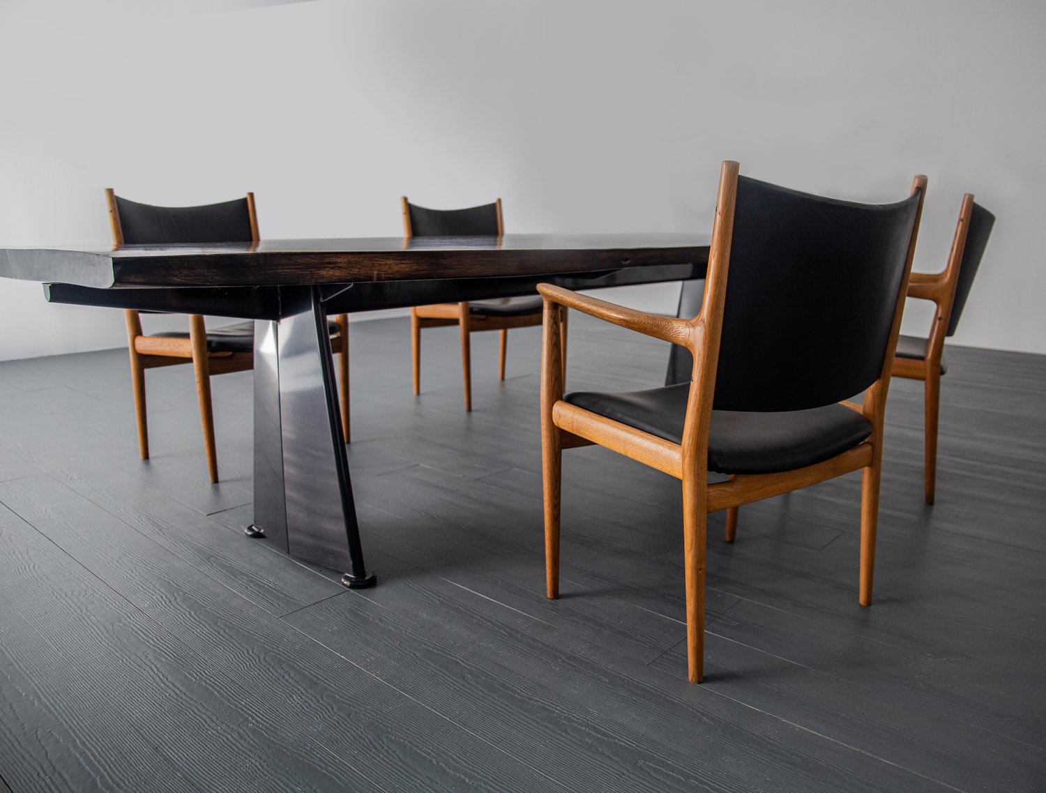 A SET OF FOUR JH513 ARMCHAIRS IN OAK BY HANS WEGNER FOR JOHANNES HANSEN |  TOAD GALLERY
