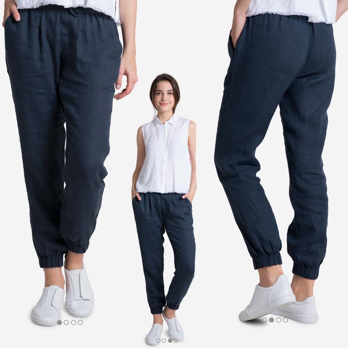 Grana Review Linen Joggers and Silk V-neck Cropped Tee — Fairly