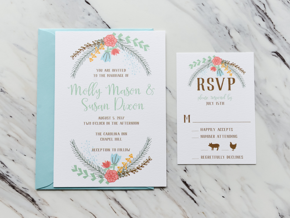 custom floral wedding invitations