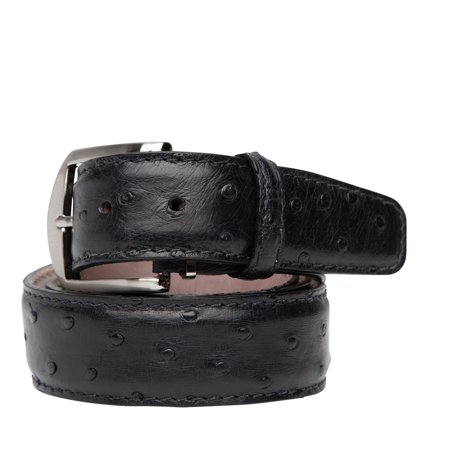 Genuine South African Ostrich Skin Belt in Vintage Dark Cognac Reg. size:46