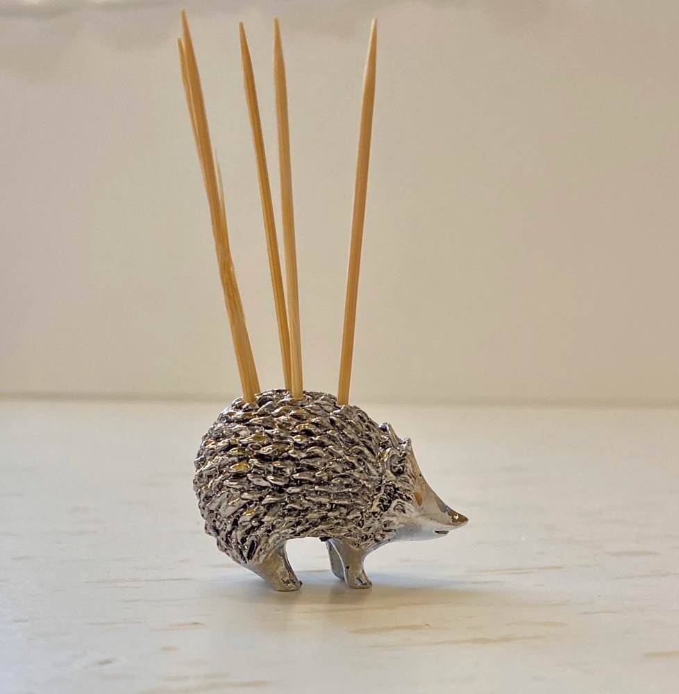 by Creative Co-Op Solid Pewter Hedgehog Shaped Toothpick Holder