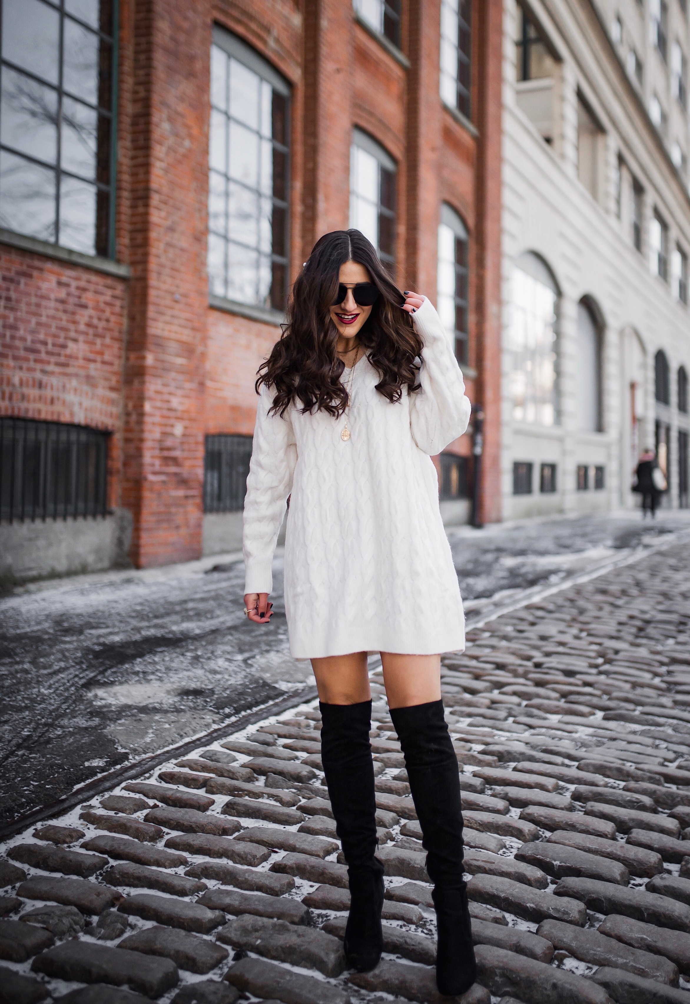 black boots white dress