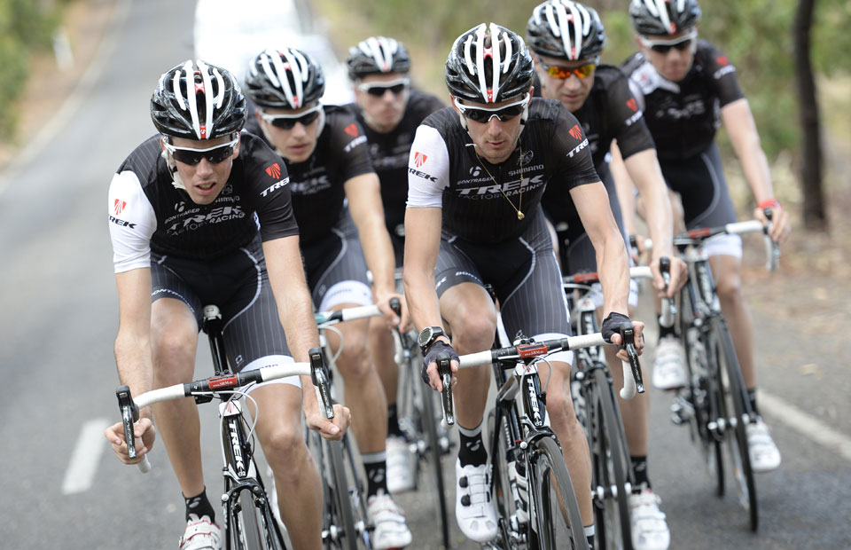 A larger group will be faster and more efficient riding in a constantly rotating double paceline