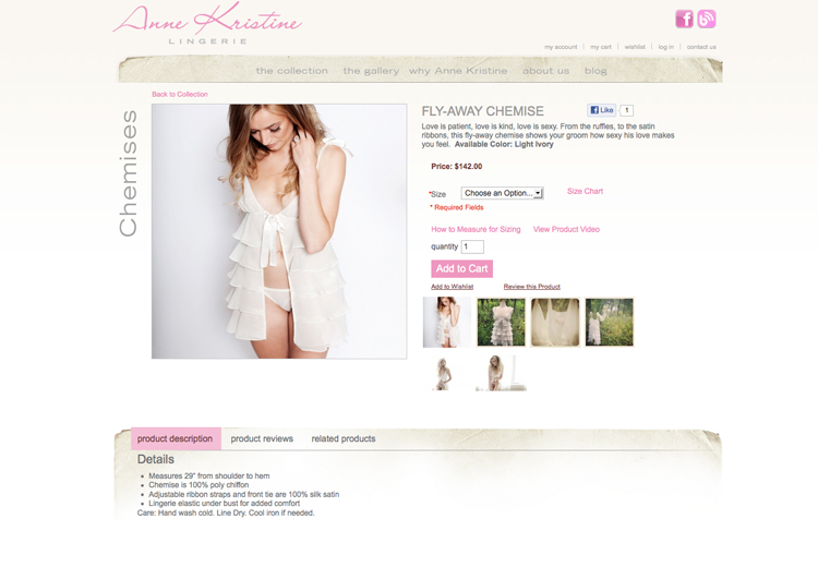 Anne Kristine Lingerie Website screenshot-2