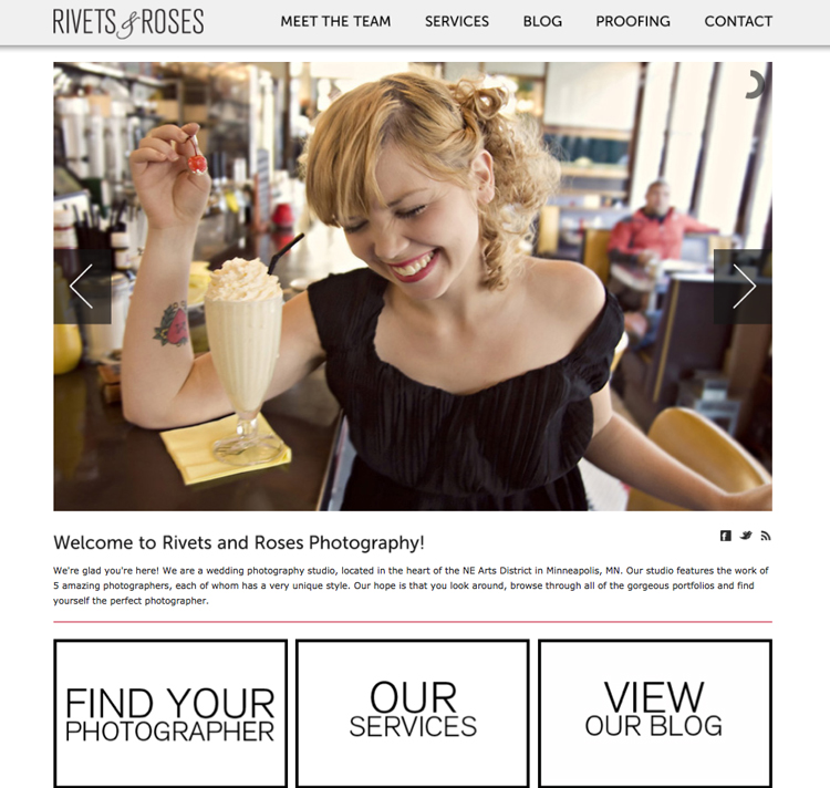 Rivets and Roses Wedding Studio Website