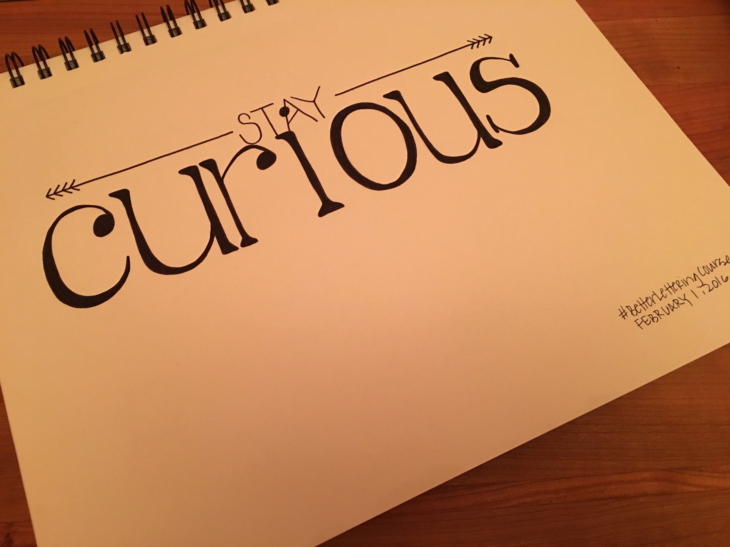 hand lettering by emily reeves dean that says stay curious