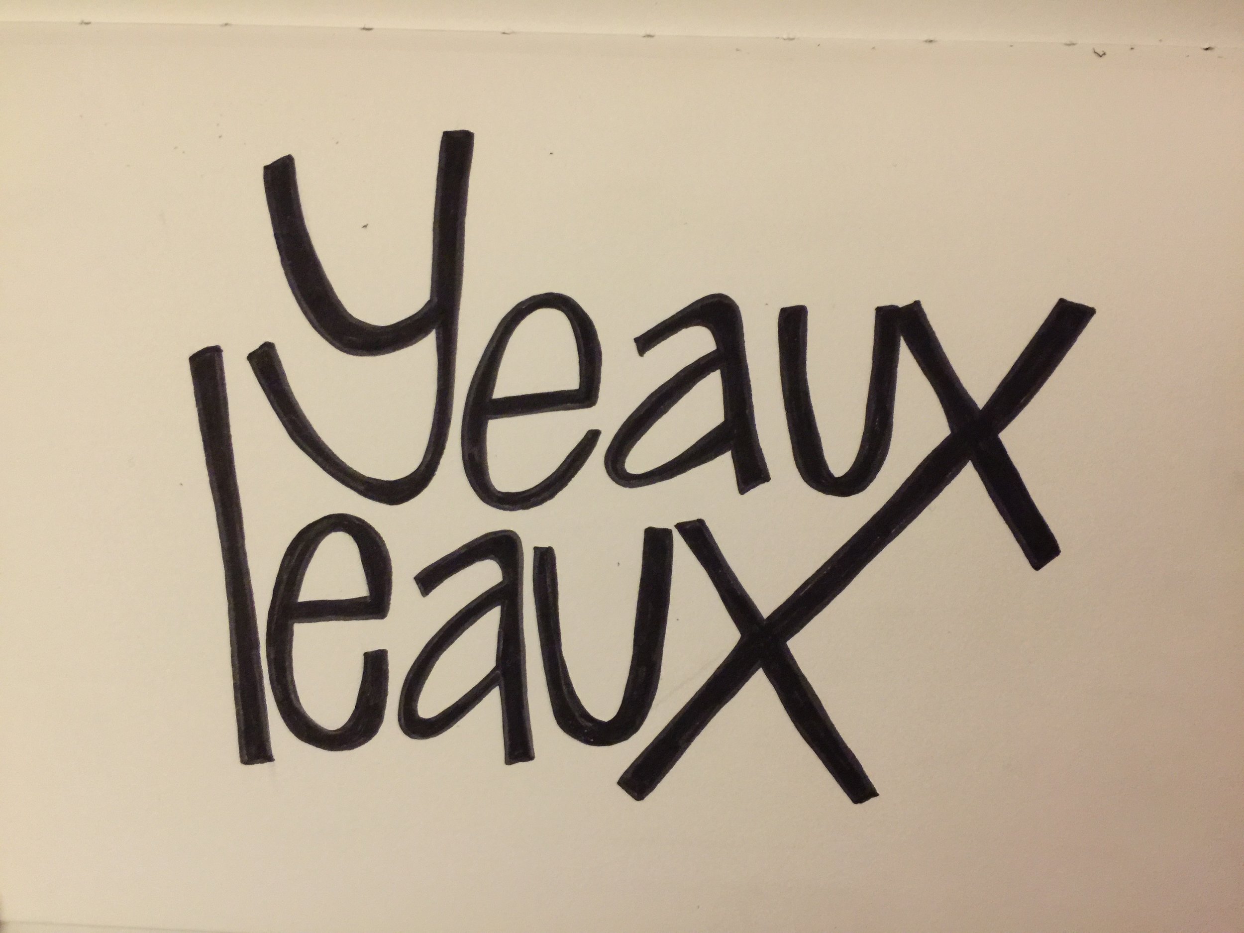 hand lettering by emily reeves dean that says yeaux leaux