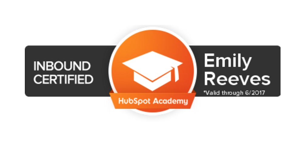 emily reeves inbound certification banner from hubspot