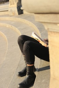 Reader at Washington Square Park