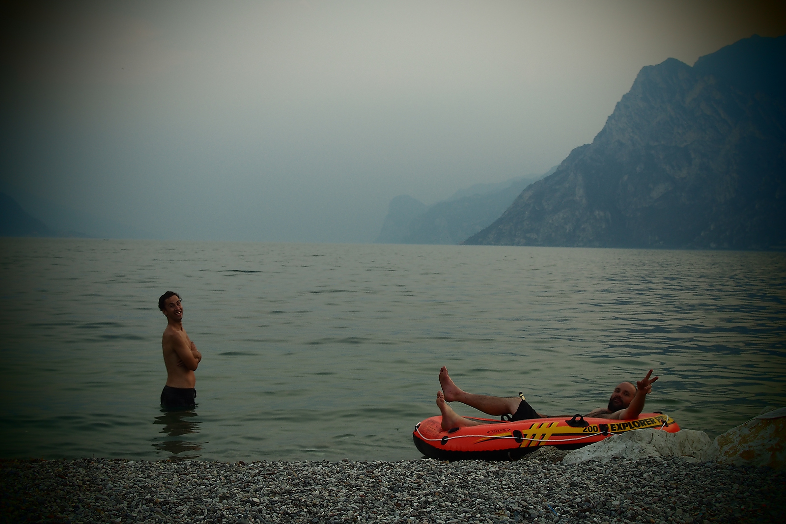 Sven & Andy lounging in the  lake.
