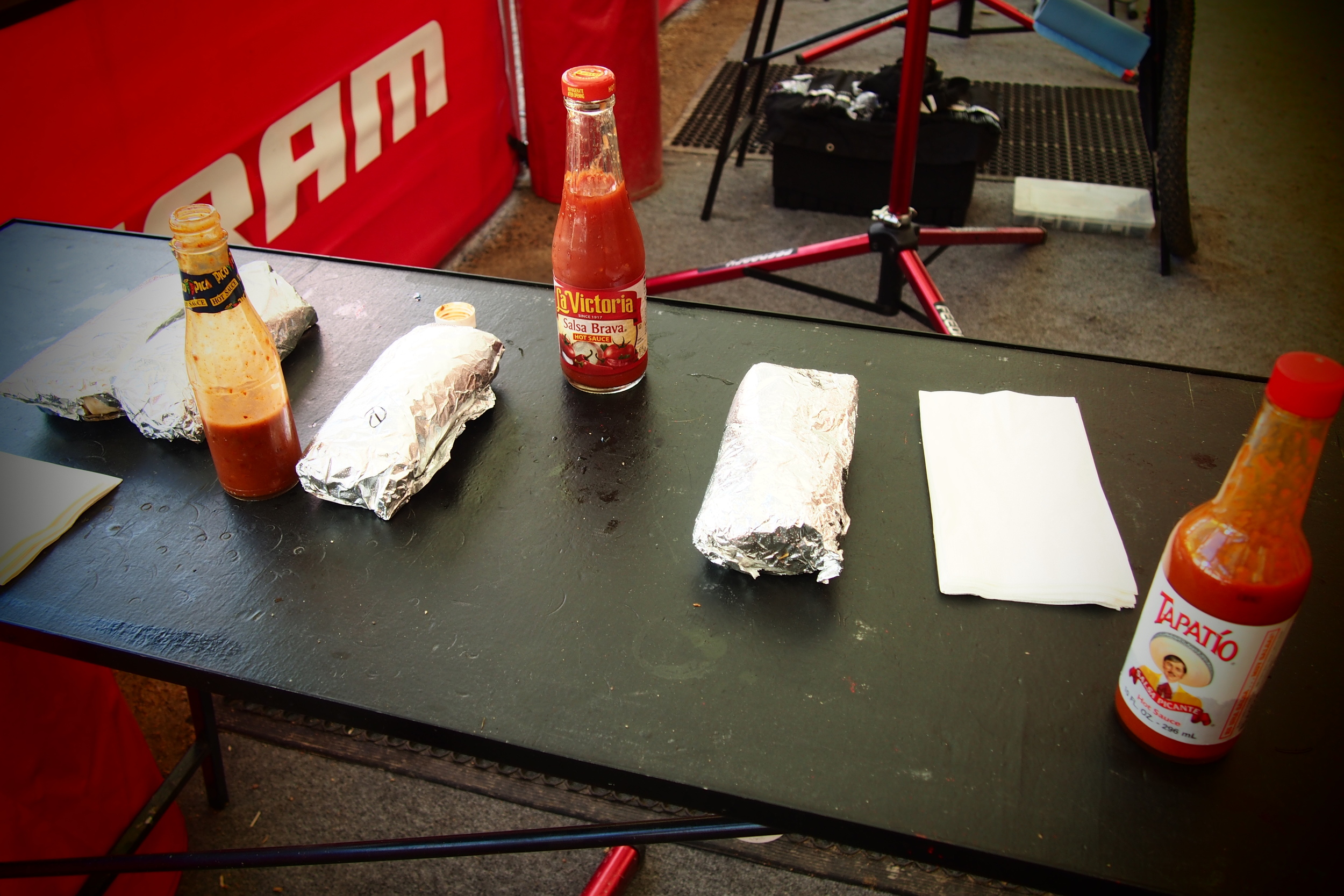 Burrito's & Hot sauce in the pits.
