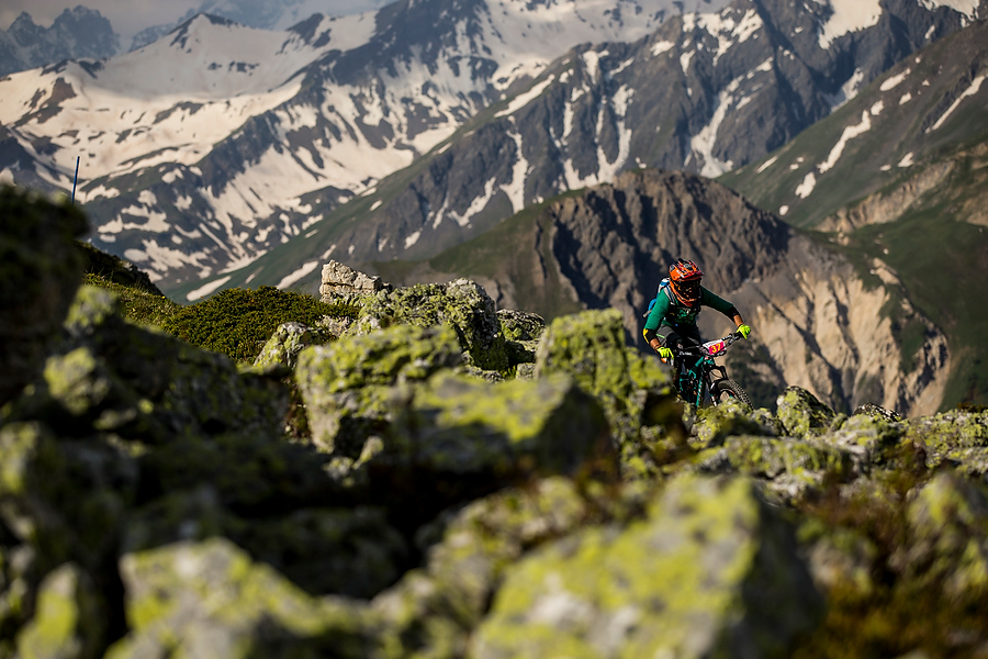 Dramatic mountain views wherever you look with lichen rocks to match my gloves.