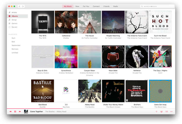 When I want album view, it's one click. The sidebar stays and the content gets replaced. One click, highly discoverable, and still visually elegant.
