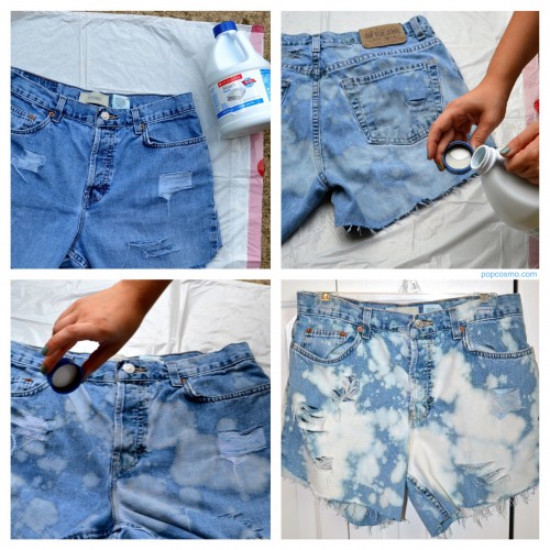 DIY Jean Shorts: high-waisted & bleached — Popcosmo