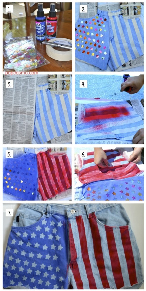 DIY American Flag jean shorts
