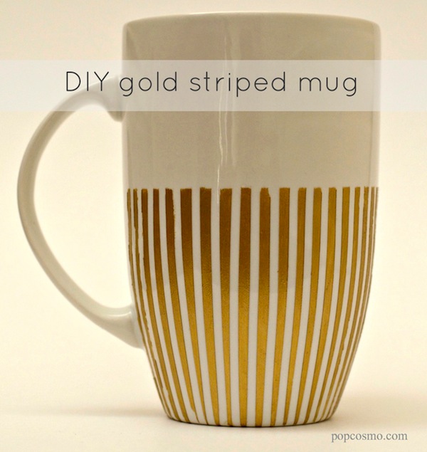 DIY Striped Gold Mug | Popcosmo