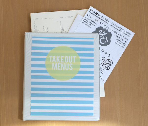 downloadable binder slip for takeout menus 