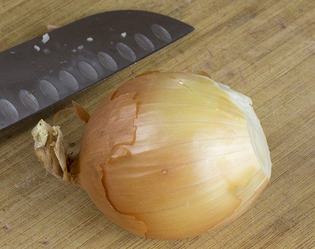 chopping an onion